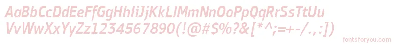 PfbulletinsansproMediumitalic-fontti – vaaleanpunaiset fontit valkoisella taustalla