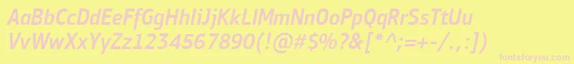 PfbulletinsansproMediumitalic Font – Pink Fonts on Yellow Background