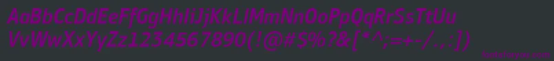 Шрифт PfbulletinsansproMediumitalic – фиолетовые шрифты на чёрном фоне