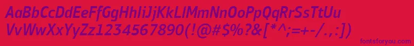 Шрифт PfbulletinsansproMediumitalic – фиолетовые шрифты на красном фоне