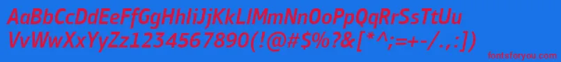 Шрифт PfbulletinsansproMediumitalic – красные шрифты на синем фоне