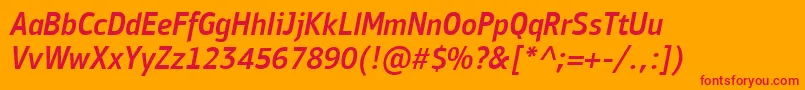 PfbulletinsansproMediumitalic Font – Red Fonts on Orange Background