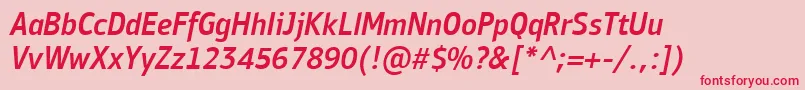 フォントPfbulletinsansproMediumitalic – ピンクの背景に赤い文字