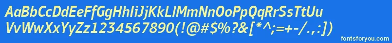 PfbulletinsansproMediumitalic Font – Yellow Fonts on Blue Background