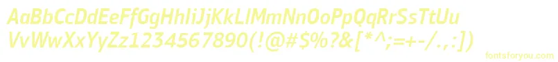 フォントPfbulletinsansproMediumitalic – 白い背景に黄色の文字