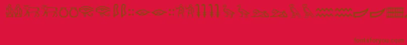 MeroiticHieroglyphics-Schriftart – Braune Schriften auf rotem Hintergrund