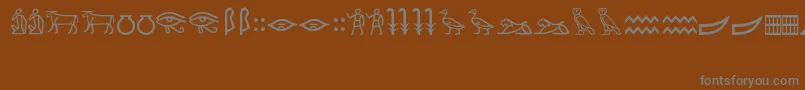 MeroiticHieroglyphics-fontti – harmaat kirjasimet ruskealla taustalla