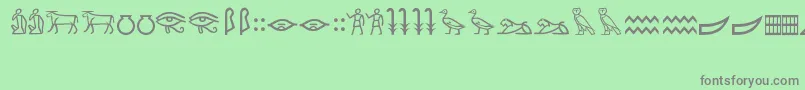 フォントMeroiticHieroglyphics – 緑の背景に灰色の文字