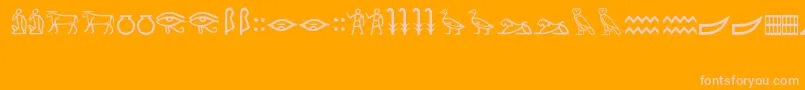 MeroiticHieroglyphics-fontti – vaaleanpunaiset fontit oranssilla taustalla