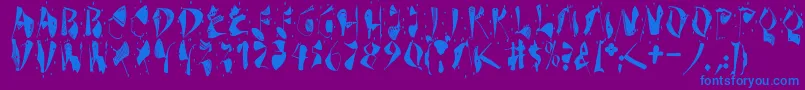 フォントDekonitials – 紫色の背景に青い文字
