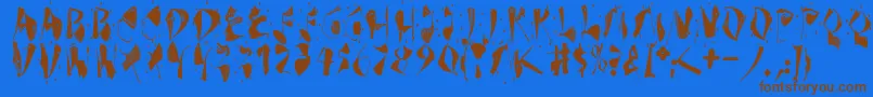 Dekonitials Font – Brown Fonts on Blue Background