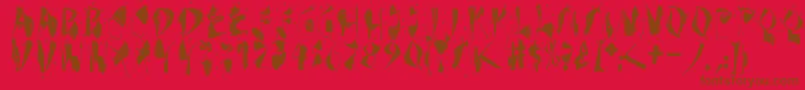 Dekonitials Font – Brown Fonts on Red Background