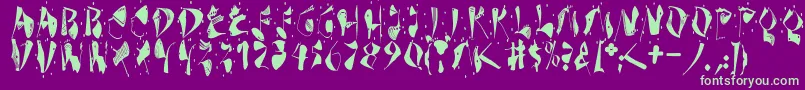 Dekonitials-fontti – vihreät fontit violetilla taustalla