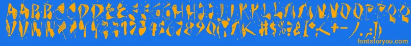 Dekonitials Font – Orange Fonts on Blue Background