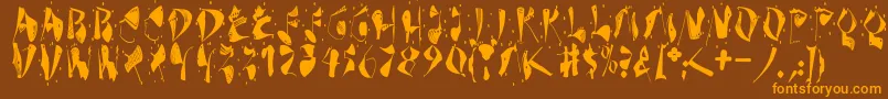 Dekonitials-fontti – oranssit fontit ruskealla taustalla