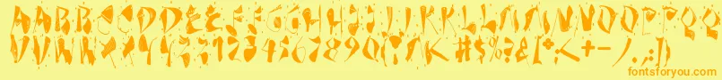 Dekonitials Font – Orange Fonts on Yellow Background
