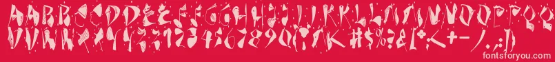 Dekonitials Font – Pink Fonts on Red Background