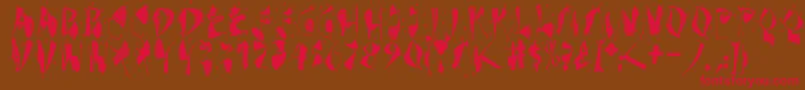 Dekonitials Font – Red Fonts on Brown Background