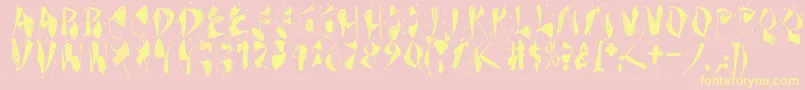 Dekonitials-fontti – keltaiset fontit vaaleanpunaisella taustalla