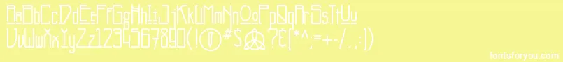 Newdeli-Schriftart – Weiße Schriften auf gelbem Hintergrund
