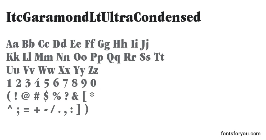 ItcGaramondLtUltraCondensed Font – alphabet, numbers, special characters