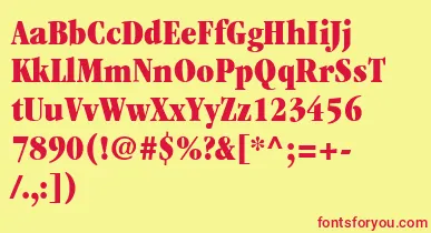ItcGaramondLtUltraCondensed font – Red Fonts On Yellow Background