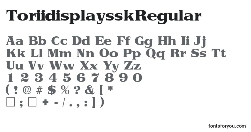 Czcionka ToriidisplaysskRegular – alfabet, cyfry, specjalne znaki