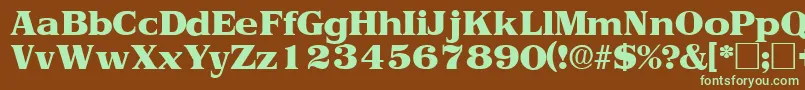 フォントToriidisplaysskRegular – 緑色の文字が茶色の背景にあります。