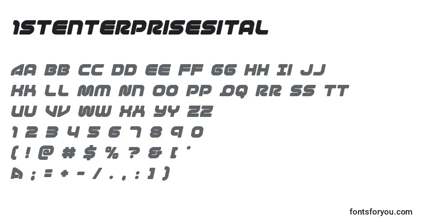 Czcionka 1stenterprisesital – alfabet, cyfry, specjalne znaki