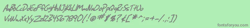 SfGrungeSansBoldItalic Font – Gray Fonts on Green Background