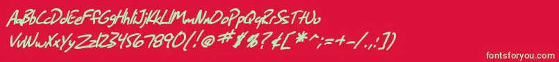 SfGrungeSansBoldItalic-Schriftart – Grüne Schriften auf rotem Hintergrund
