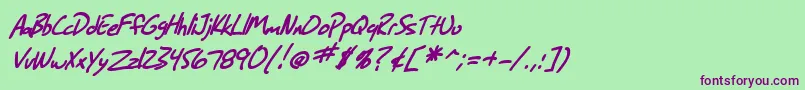 SfGrungeSansBoldItalic Font – Purple Fonts on Green Background