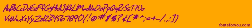 SfGrungeSansBoldItalic Font – Purple Fonts on Orange Background