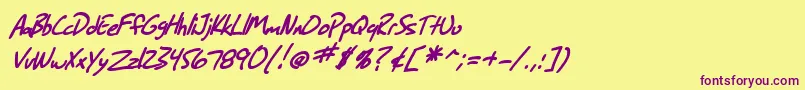 SfGrungeSansBoldItalic Font – Purple Fonts on Yellow Background