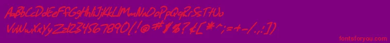 SfGrungeSansBoldItalic Font – Red Fonts on Purple Background