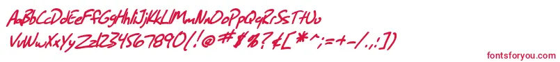 フォントSfGrungeSansBoldItalic – 白い背景に赤い文字