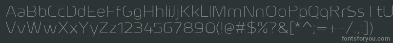 MillarLight-fontti – harmaat kirjasimet mustalla taustalla