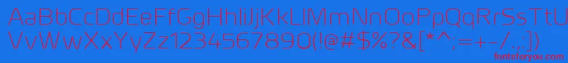 MillarLight-fontti – punaiset fontit sinisellä taustalla