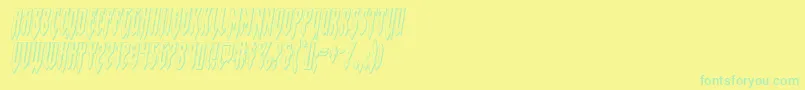 フォントGotharctica3Dital – 黄色い背景に緑の文字