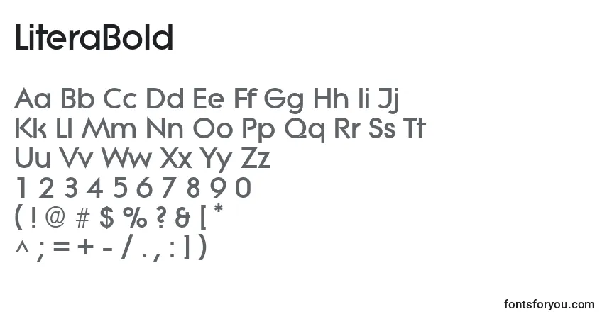 Schriftart LiteraBold – Alphabet, Zahlen, spezielle Symbole