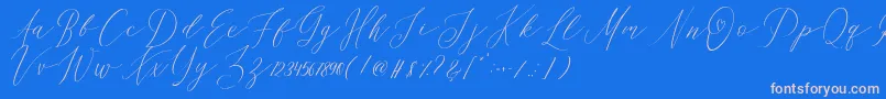 フォントOhSamanthaDemo – ピンクの文字、青い背景