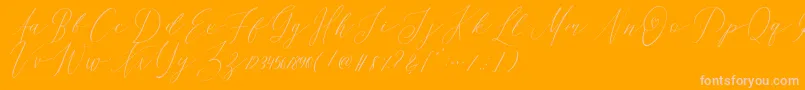 OhSamanthaDemo-fontti – vaaleanpunaiset fontit oranssilla taustalla