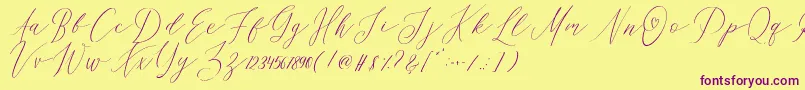 Шрифт OhSamanthaDemo – фиолетовые шрифты на жёлтом фоне
