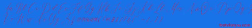 OhSamanthaDemo-Schriftart – Rote Schriften auf blauem Hintergrund