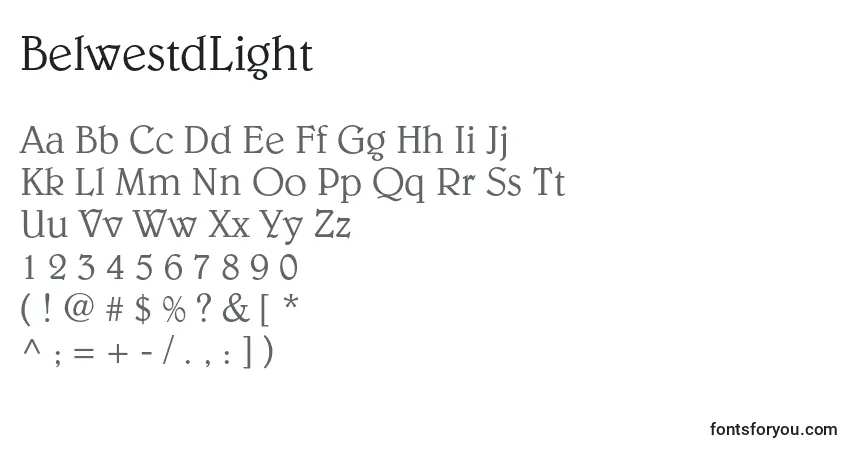 Schriftart BelwestdLight – Alphabet, Zahlen, spezielle Symbole