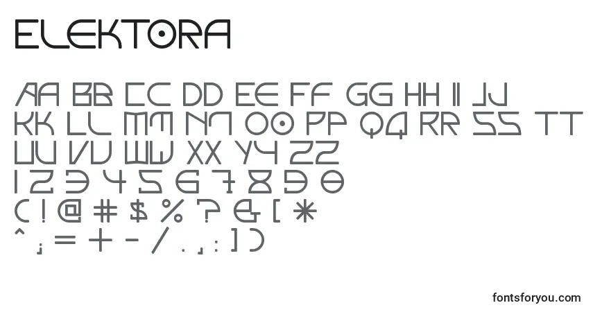 A fonte Elektora – alfabeto, números, caracteres especiais