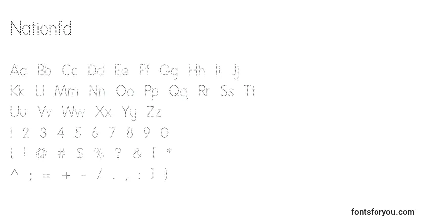 Шрифт Nationfd – алфавит, цифры, специальные символы