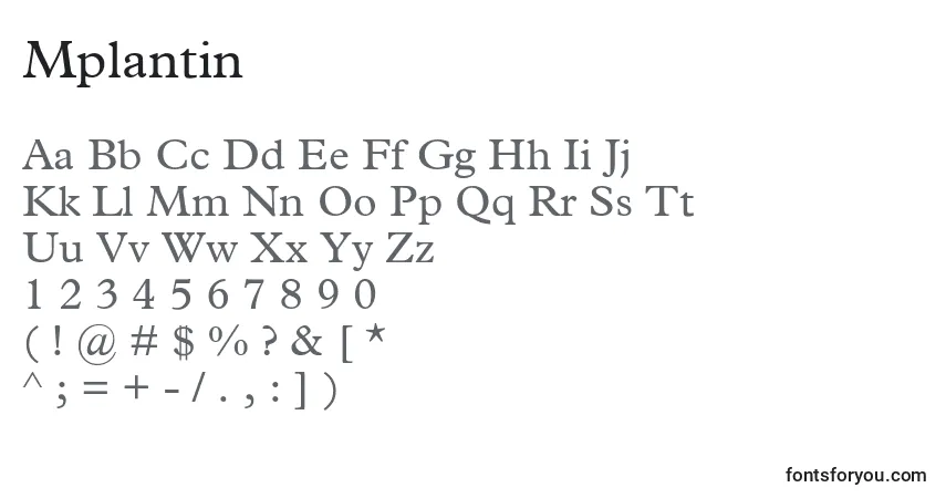 A fonte Mplantin – alfabeto, números, caracteres especiais