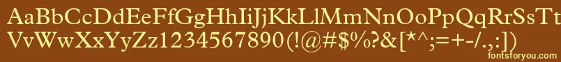 Mplantin-fontti – keltaiset fontit ruskealla taustalla