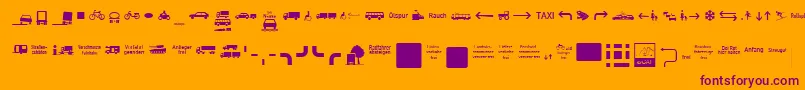 ZeichenVierhundert-Schriftart – Violette Schriften auf orangefarbenem Hintergrund